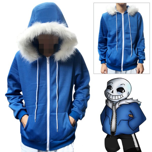 Undertale Sans Hoodie Jacket Cosplay Blue Hooded Winter Coat