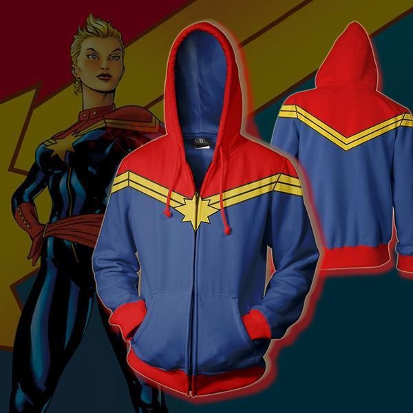 Captain Marvel Hoodie - Avengers 4 3D Zip Up Hoodies Jacket Coat