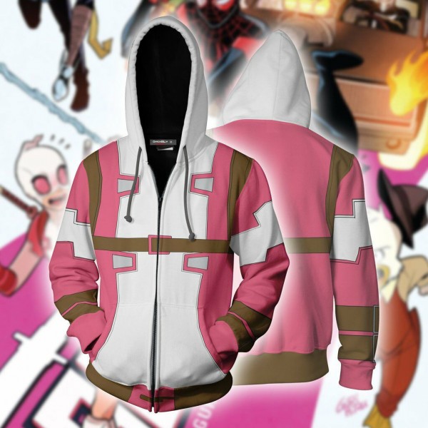 Gwenpool Hoodie - Gwenpool Pink Ghost 3D Zip Up Hoodies Jacket Coat