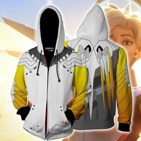 Overwatch Hoodie - Overwatch Mercy 3D Zip Up Hoodies Jacket Coat