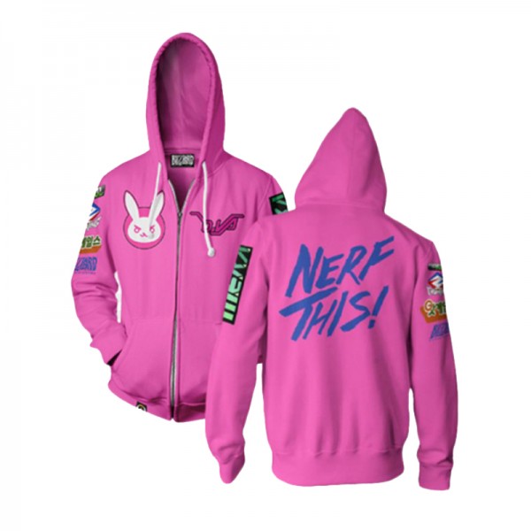 Overwatch Hoodie - D.VA Pink 3D Zip Up Hoodies Jacket Coat Cosplay