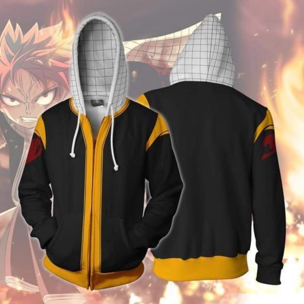 Fairy Tail Hoodie - Fairy Tail Natsu 3D Zip Up Hoodies Jacket Coat
