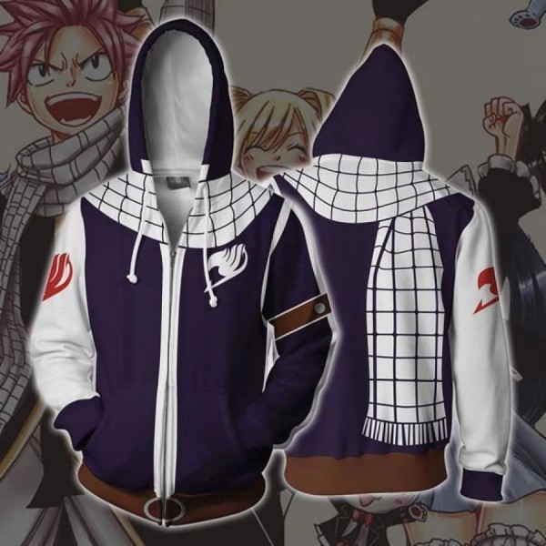 Fairy Tail Hoodie - Natsu 3D Zip Up Hoodies Jacket Coat Cosplay