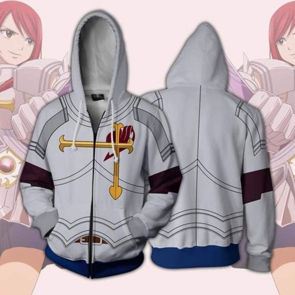 Fairy Tail Hoodie - Fairy Tail Erza 3D Zip Up Hoodies Jacket Coat