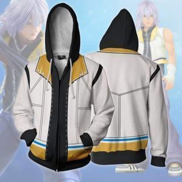 Kingdom Hearts Hoodie - Riku 3D Zip Up Hoodies Jacket Coat Cosplay
