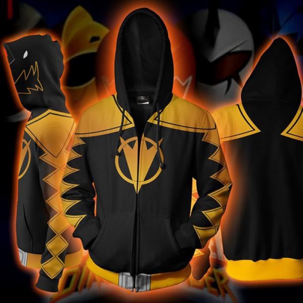 Power Rangers Hoodie Jacket - Dino Thunder Black Cosplay Zip Up Hoodies Jacket
