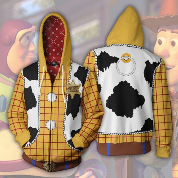 Toy Story Sheriff Woody Zip Up Hoodie Jacket Cosplay