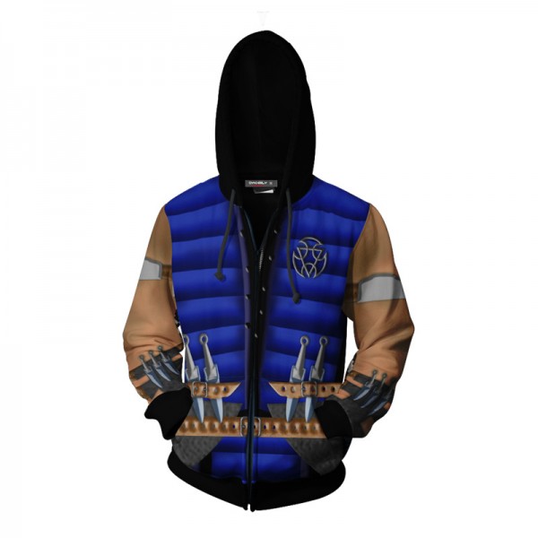 Mortal Kombat Hoodie - Sub-Zero 3D Zip Up Hoodies Jacket Cosplay
