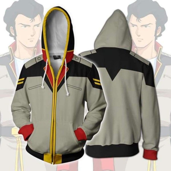 Mobile Suit Gundam Hoodie - Bright Noa 3D Zip Up Hoodies Jacket Coat