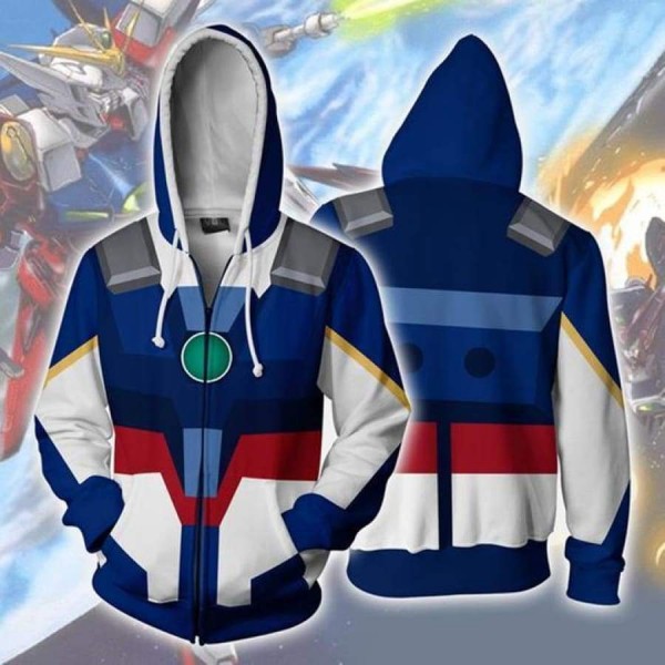 Mobile Suit Gundam Hoodie - Wing Zero 3D Zip Up Hoodies Jacket Coat