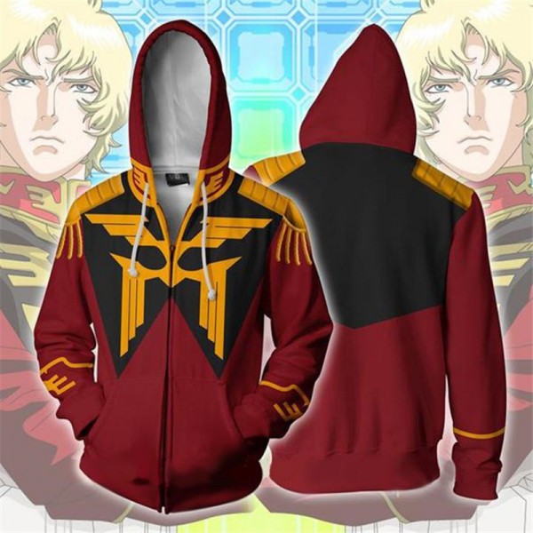 Mobile Suit Gundam Hoodie - Char Aznable 3D Zip Up Hoodies Jacket Coat