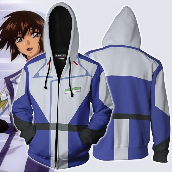 Mobile Suit Gundam Hoodie - Kira Yamato 3D Zip Up Hoodies Jacket Coat