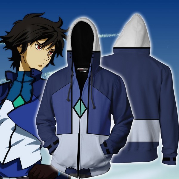 Mobile Suit Gundam Hoodie - 00 Setsuna F. Seiei 3D Zip Up Hoodies Jacket Coat
