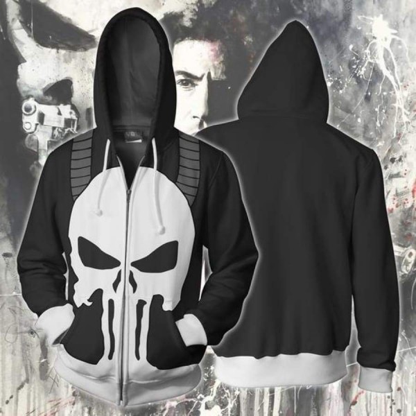 The Punisher Hoodie 3D Zip Up Jacket Cosplay