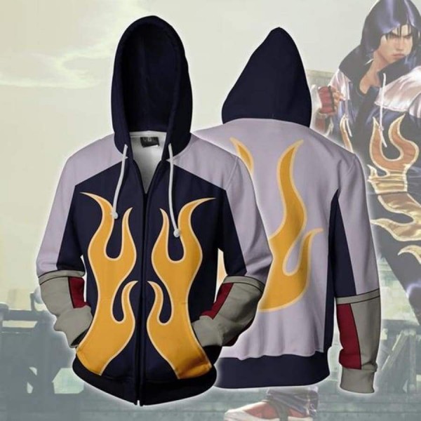 Tekken Hoodie - Jin Kazama 3D Zip Up Hoodies Jacket Coat