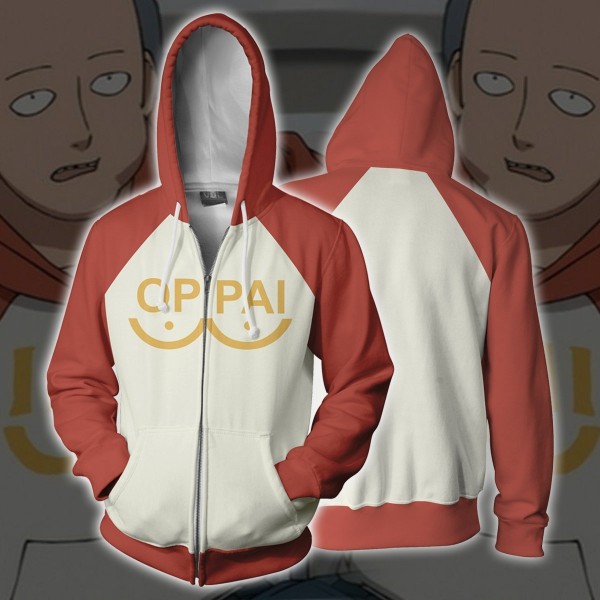 One Punch Man Hoodie - Saitama Oppai 3D Zip Up Hoodies Jacket Coat
