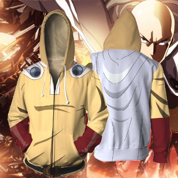 One Punch Man Hoodie - Anime Saitama 3D Zip Up Hoodies Jacket Coat