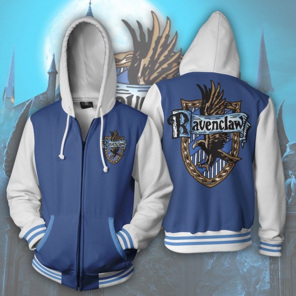 Harry Potter Hoodie Jacket - Ravenclaw 3D Zip Up Hoodies Jacket Coat