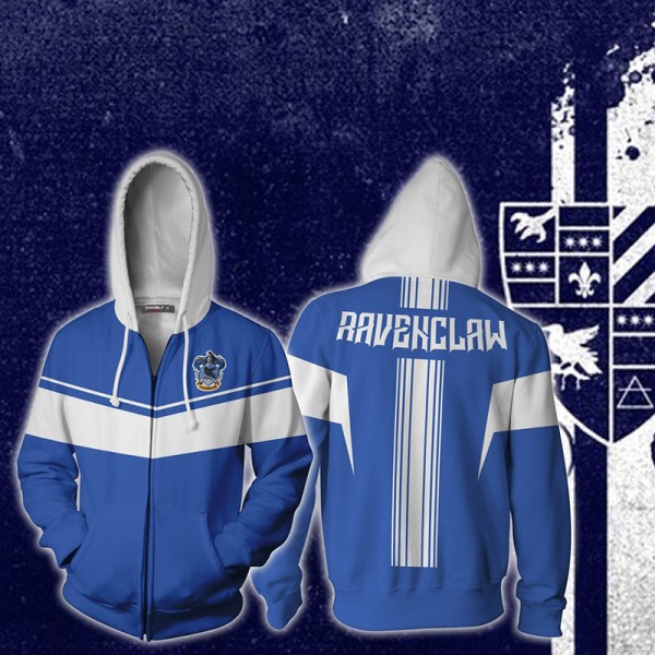 Harry Potter Hoodie Jacket - Ravenclaw 3D Zip Up Hoodies Jacket Coat
