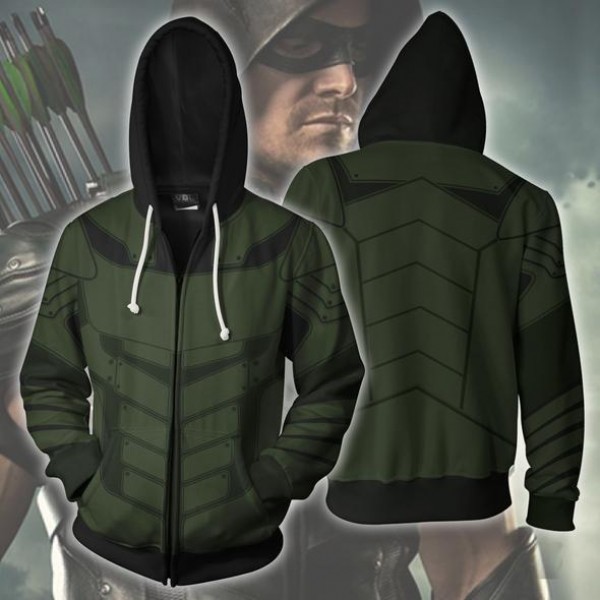 Green Arrow Hoodie - Green Arrow Cosplay Zip Up Hoodies Jacket