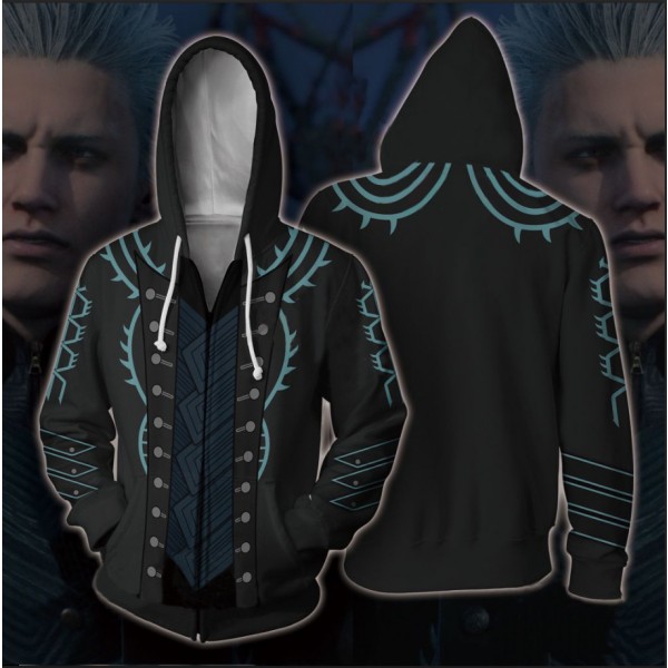 Devil May Cry Hoodie - Vergil Cosplay 3D Zip Up Hoodies Jacket