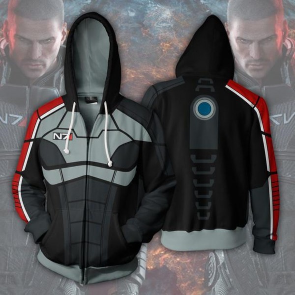 Mass Effect Hoodie - Mass Effect N7 Zip Up Hoodies Jacket Cosplay