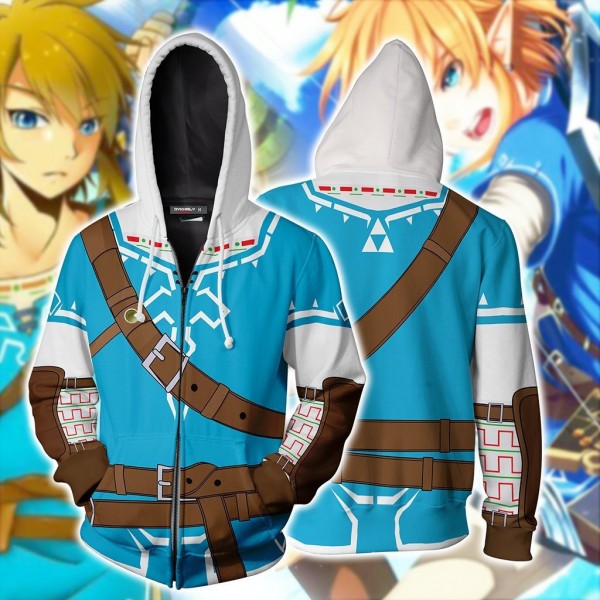 The Legend of Zelda Hoodie - Breath of the Wild Link Zip Up Hoodies Jacket Cosplay