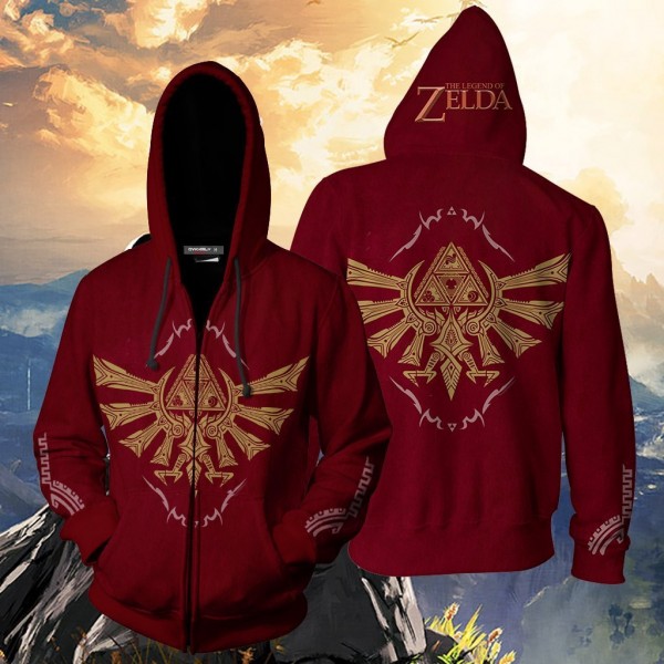 The Legend of Zelda Hoodie - The Legend of Zelda Red Cosplay 3D Zip Up Hoodies Jacket