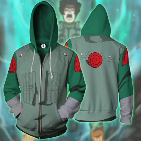 Naruto Hoodie Jacket  - Rock Lee 3D Zip Up Hoodie Jacket Coat Cosplay