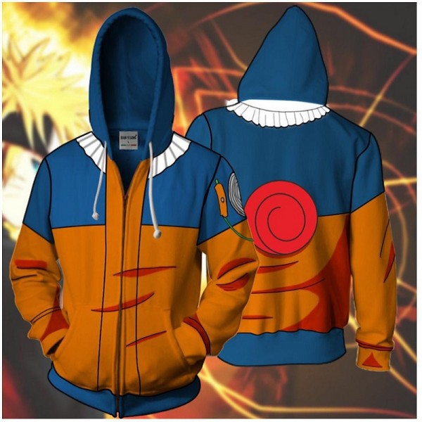 Naruto Hoodie Jacket  - Uzumaki Naruto 3D Zip Up Hoodie Jacket Coat Cosplay