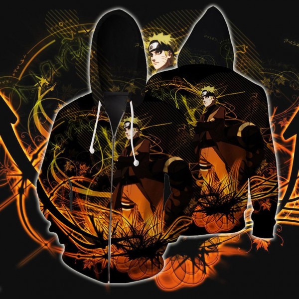 Naruto Hoodie Jacket  - Uzumaki Naruto Hoodie 3D Zip Up Jacket Coat Cosplay