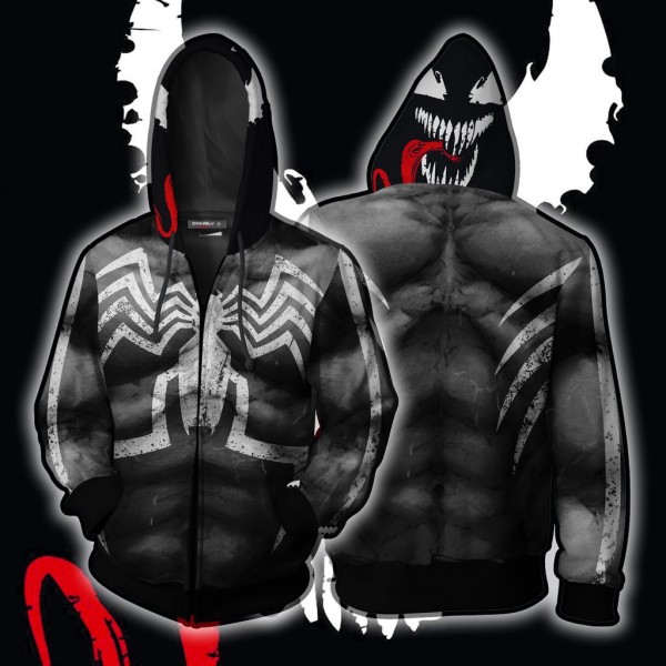 Venom Hoodie - Muscle Venom 3D Zip Up Hoodie Jacket Cosplay