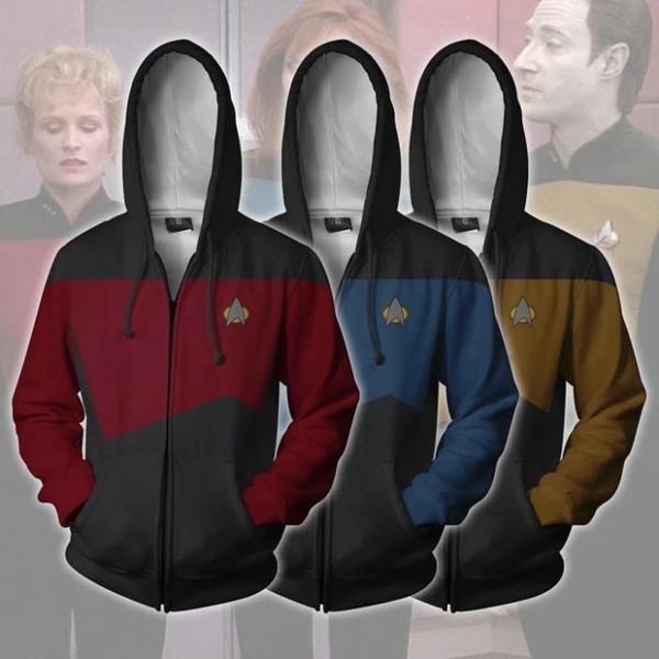 Star Trek The Next Generation Hoodie Jacket 3D Zip Up Coat Cosplay