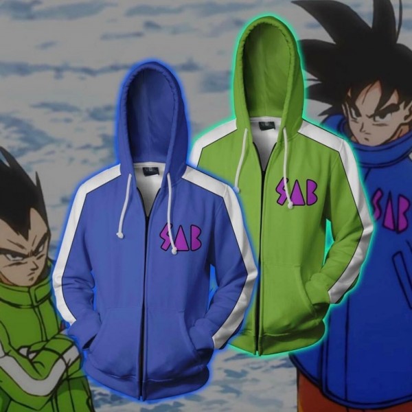 Dragon Ball Z Goku Hoodie Jacket Blue Green 3D Zip Up Coat Cosplay