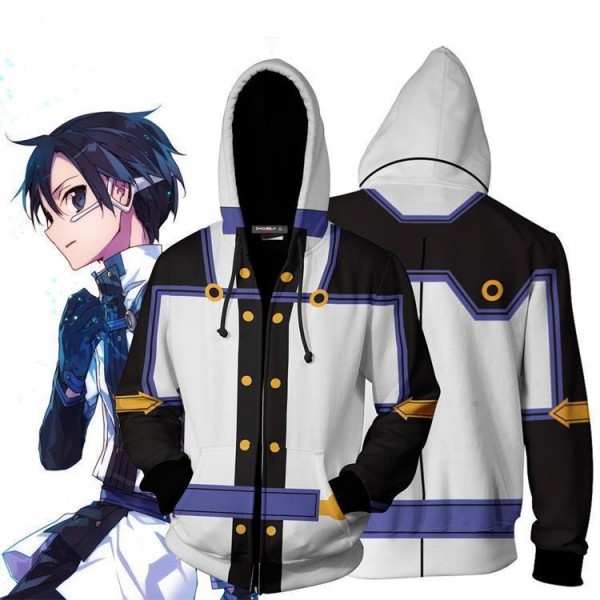 Sword Art Online Hoodie - Kirigaya Kazuto 3D Zip Up Hoodies Jacket Coat