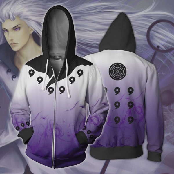 Naruto Hoodies - Six Paths Purple Rikudou Sennin Mode 3D Zip Up Hoodie Jacket Coat