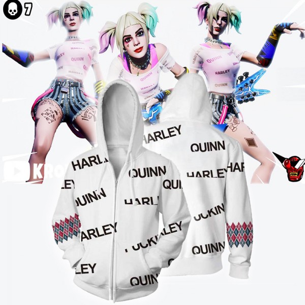 Harley Quinn: Birds of Prey Hoodie 3D Zip Up Hoodie Jacket Coat