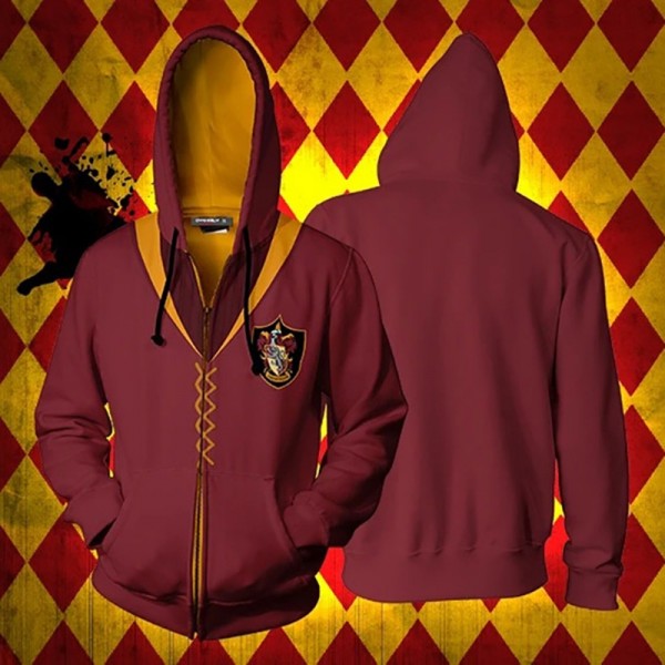 Harry Potter Hoodie Jacket - Gryffindor Quidditch Team 3D Zip Up Hoodie Coat