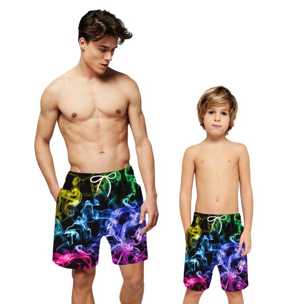 Colorful Smoke Swim Trunks Shorts 3D Print Beach Shorts For Men Boys