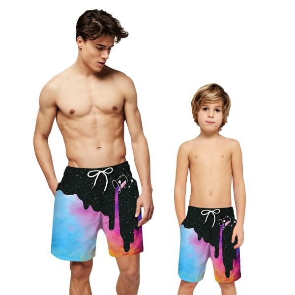 Space Colorful Paint Swim Trunks Shorts 3D Print Beach Shorts For Men Boys
