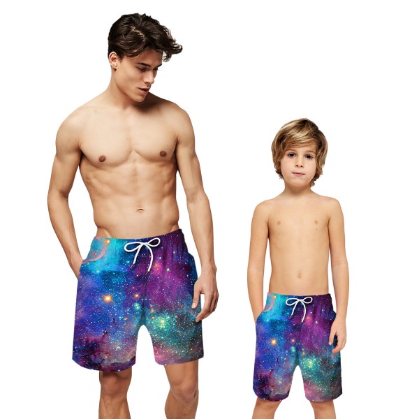 Starry Galaxy Swim Trunks Shorts 3D Print Beach Shorts For Men Boys