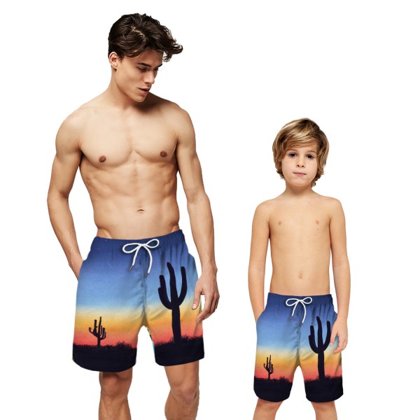 Cactus Sunset 3D Print Swim Trunks Shorts Beach Shorts For Men Boys