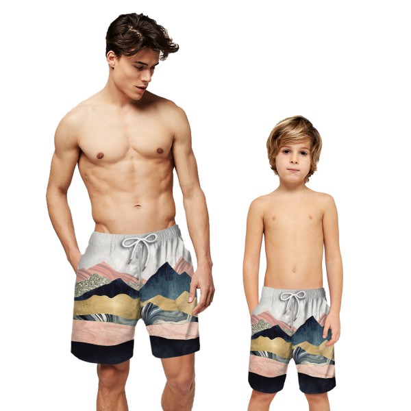 Massif Hill 3D Printing Swim Trunks Shorts Pink Beach Shorts For Men Boys