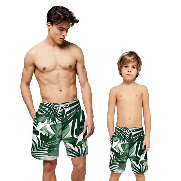 Palm Leaf Swim Trunks Shorts Green 3D Beach Shorts For Men Boys