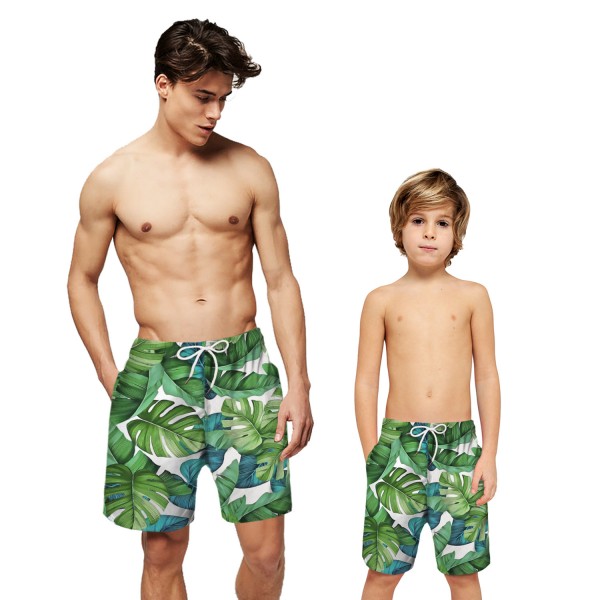 Banana Leaf Swim Trunks Shorts Green 3D Beach Shorts For Men Boys