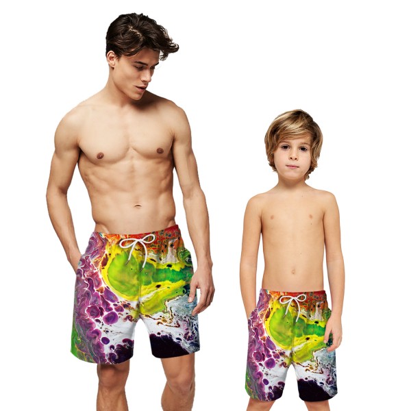 Colorful Sea Wave Swim Trunks Shorts 3D Beach Shorts For Men Boys