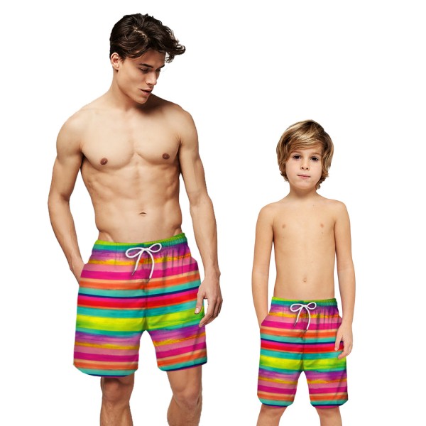 Rainbow Colorful Pattern Swim Trunks Shorts 3D Beach Shorts For Men Boys