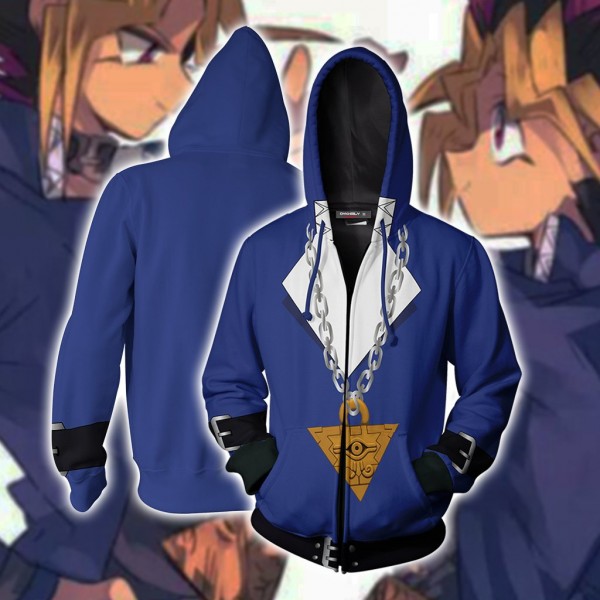 Yu-Gi-Oh Hoodie Jacket - Muto Yugi New Look 3D Zip Up Hoodies Jacket Coat