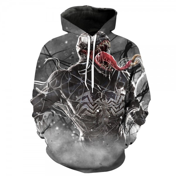 Spiderman Venom Hoodie 3D Fashion Grey Sweatshirt Pullover Tops