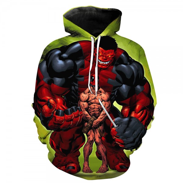 Deadpool And Hulk Hoodies 3D Design Pullover Sweatshirt